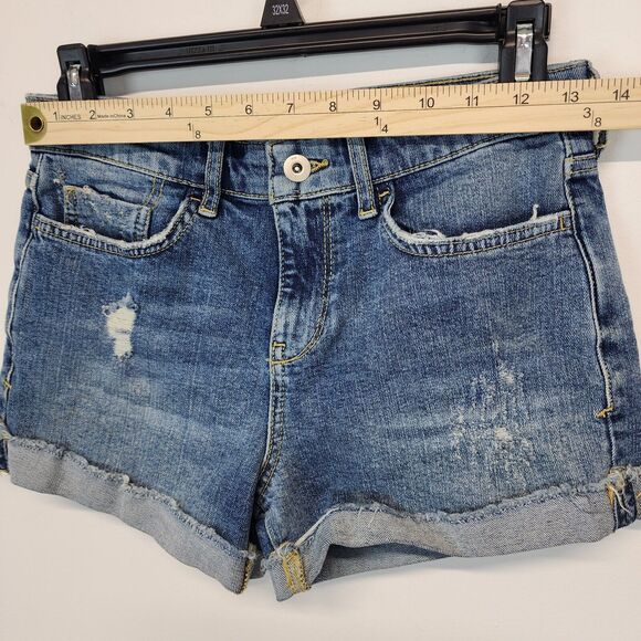 Pilcro Slim Boyfriend Denim Shorts Size 25" Roll Up Mid Rise Anthropologie - Picture 8 of 12